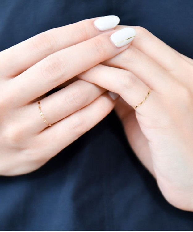 Phoebe 【K10】エクレアチェーンリング　ゴールド 3号/7号/11号/13号　BOX付き ゴールド