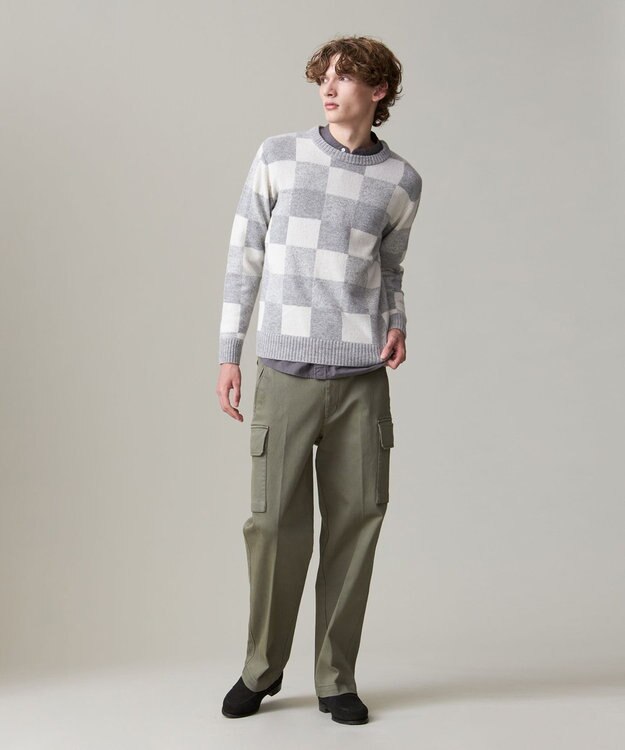 J.PRESS MEN 【Cash Lamb’s Wool】クレイジーパターンニット / クルー ライトグレー系7