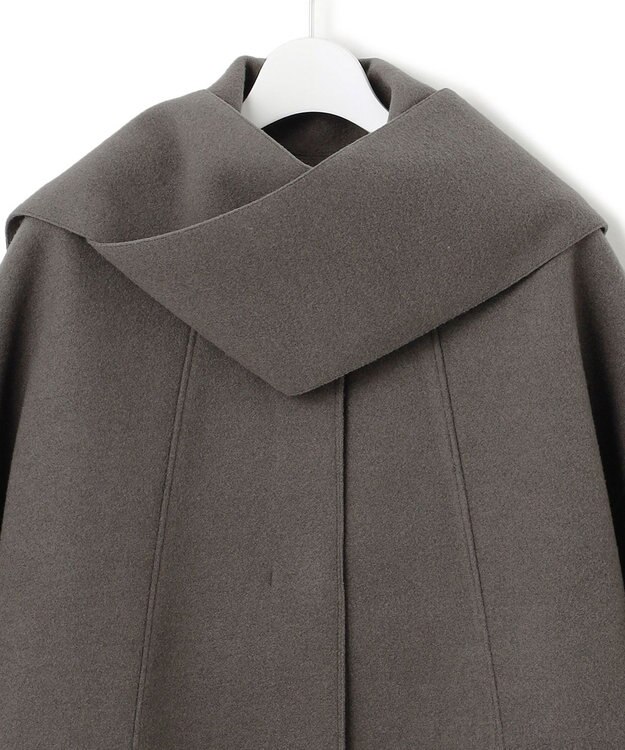 J.PRESS YORK STREET 【WOMEN】NEEDLE JERSEY マフラー付コート グレー系