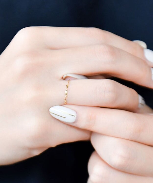 Phoebe 【K10】エクレアチェーンリング　ゴールド 3号/7号/11号/13号　BOX付き ゴールド