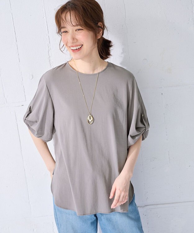 ANY 【洗濯機可能/接触冷感/UVケア】清涼リラックスブラウス グレー