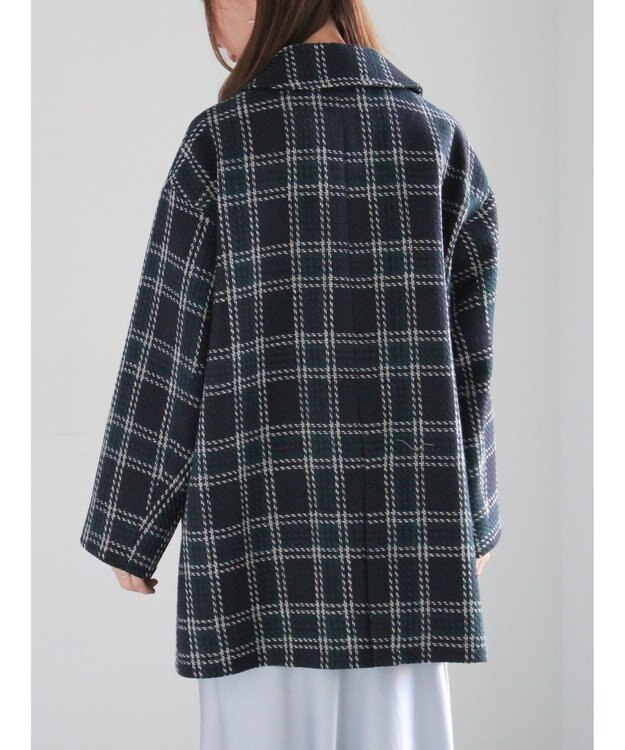Te chichi ロービングチェックミドルコート《2025winter catalog item》 ネイビー
