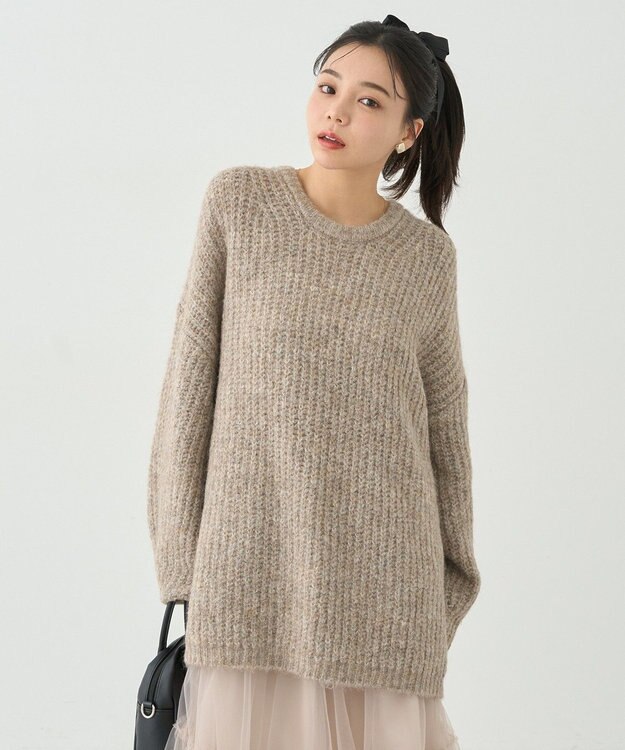 earth music&ecology ふわふわＭＩＸヤーンチュニック Beige