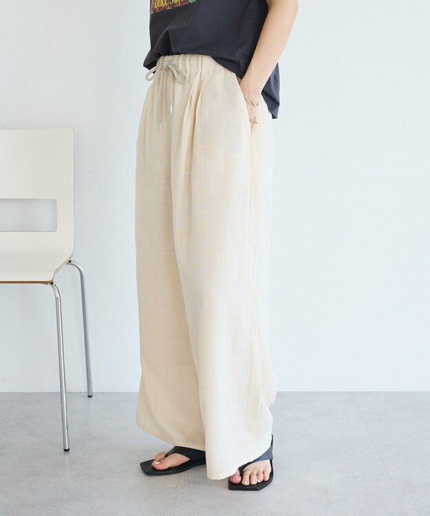 CRAFT STANDARD BOUTIQUE リネンライクワイドイージーパンツ Ivory