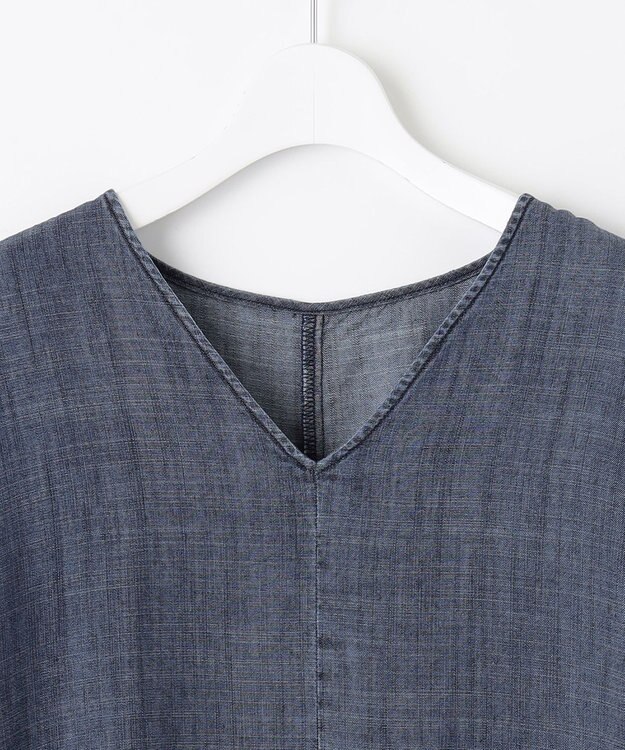 自由区 【洗える・XSサイズあり】テンセルリネンデニム ワンピース ネイビー系