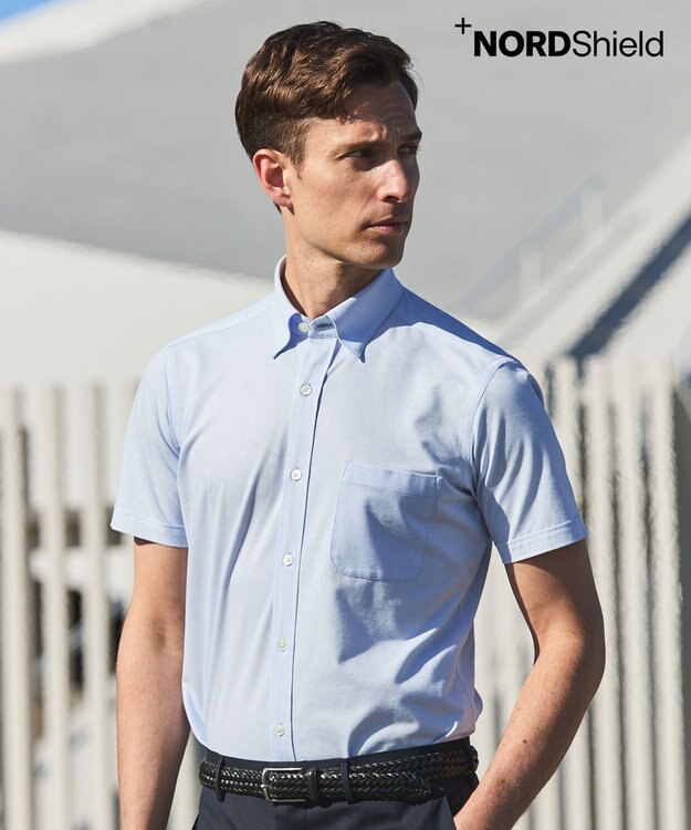 GOTAIRIKU 26年新作【吸汗速乾/接触冷感】ノードシールド BIZシャツ_スナップダウン サックスブルー系