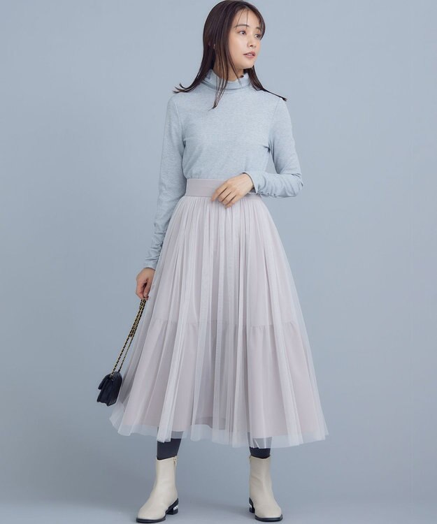 組曲 ラメシアーリブタートル カットソー シルバー系