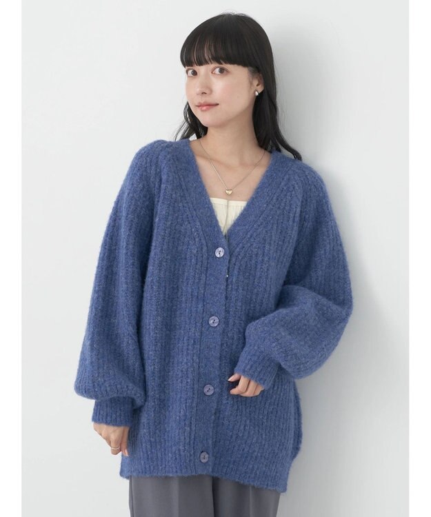 earth music&ecology フワフワＭＩＸヤーンカーディガン Blue