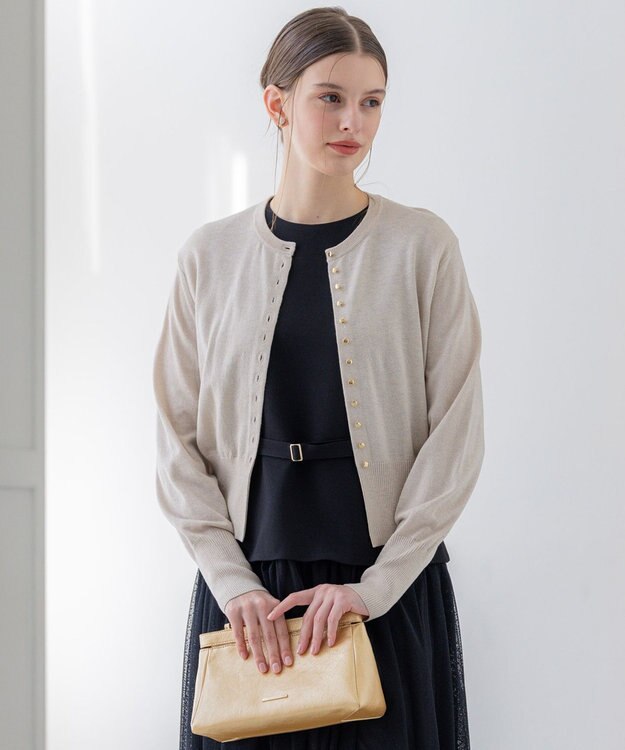 23区 L 【APPLAUDIR】コンパクト ラメカーディガン ベージュ系