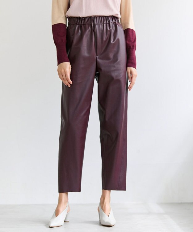 BEIGE， HYAL / フェイクレザーカービーラインイージーパンツ Bordeaux