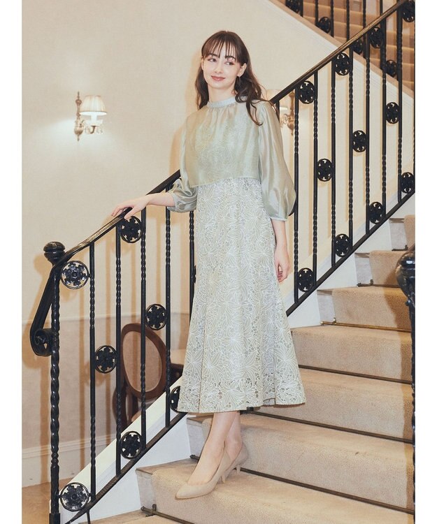 earth music&ecology ＳＥＴ２点　シアーブラウス＋レースキャミワンピース Mint