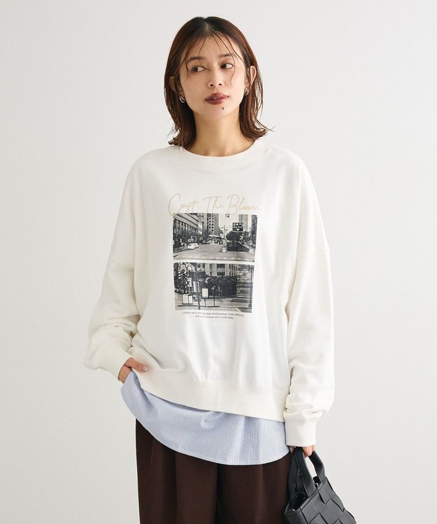 Green Parks 裾ドッキングホワイトインナー Stripe White