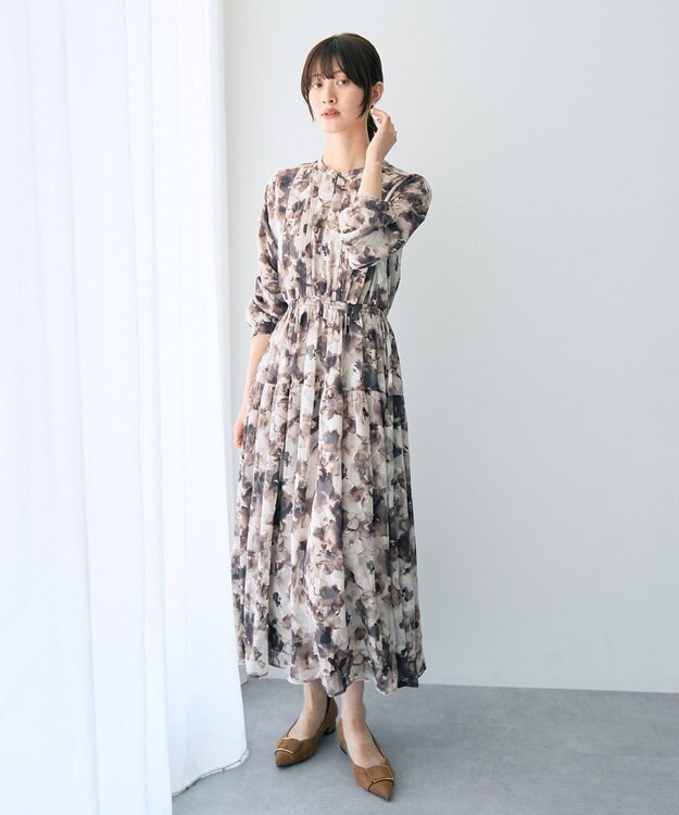 YOKANG 花柄 長袖ワンピース グレー 楽天市場】ワンピース「静かに、けれど確かに語る、奥ゆかしい刺繍の