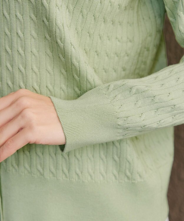 Tiaclasse ワンポイント刺繍ケーブルカーディガン ミント