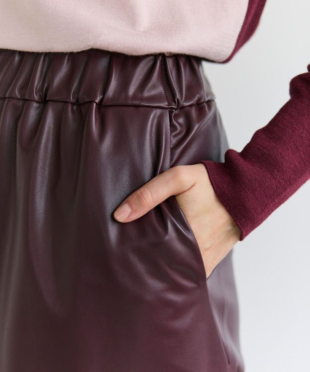 BEIGE， HYAL / フェイクレザーカービーラインイージーパンツ Bordeaux