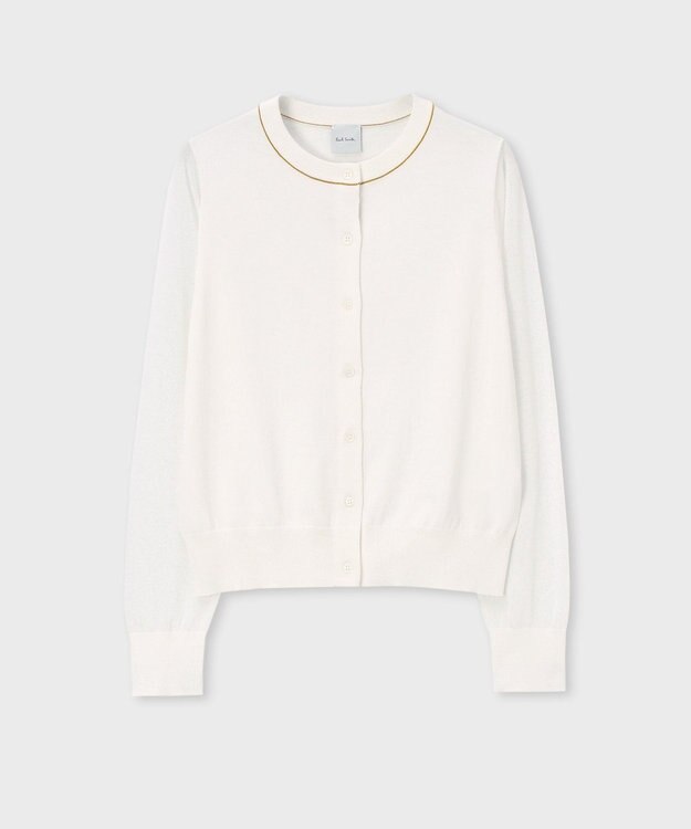 Paul Smith 【洗える】シアー コンビネーション カーディガン ホワイト