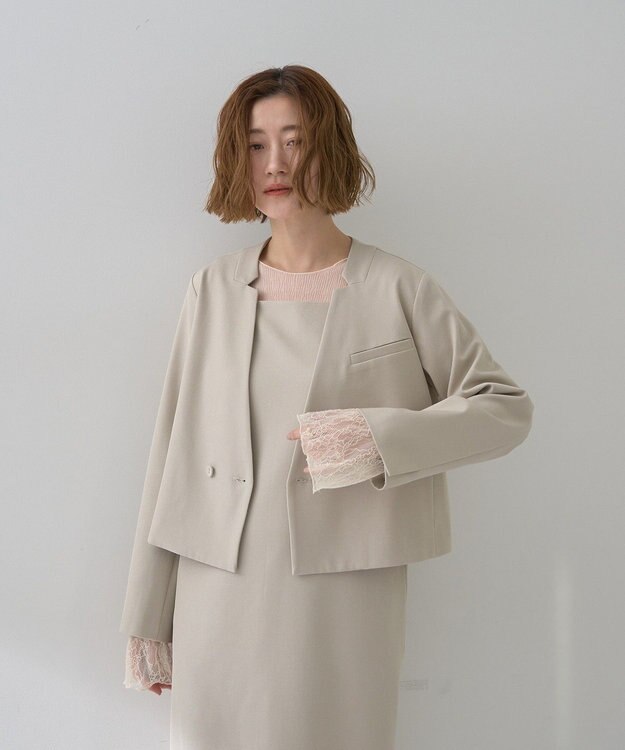 YECCA VECCA 【2点SET】ショートジャケットセットキャミワンピース Light Beige