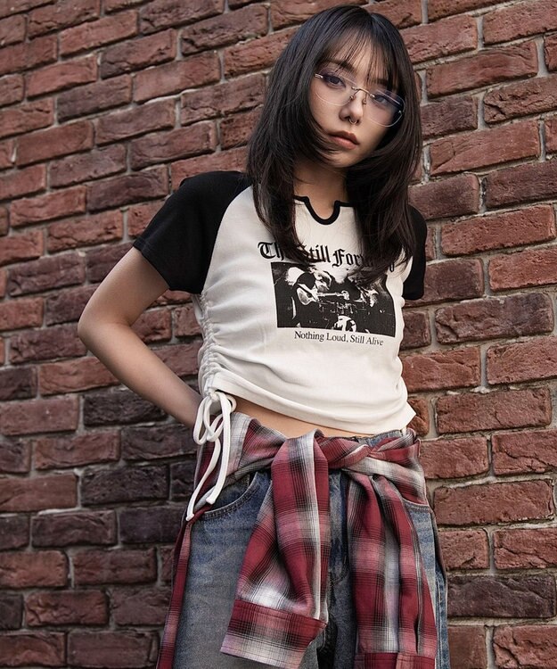 WEGO キーネックサイドレースアップちびT 柄3