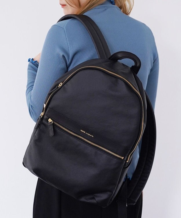 Hekhèr Le Style de Vie 【日本製 / A4サイズ対応/汚れにくい】PUコットンキャンバス リュックサック ブラック