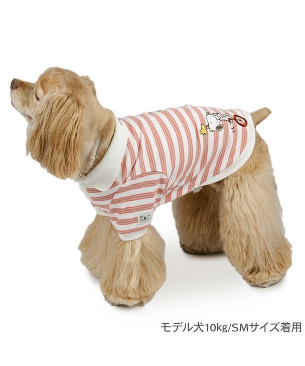 PET PARADISE スヌーピー ポロシャツ 《ボーダー》 中型犬 大型犬 ホワイト×レッド