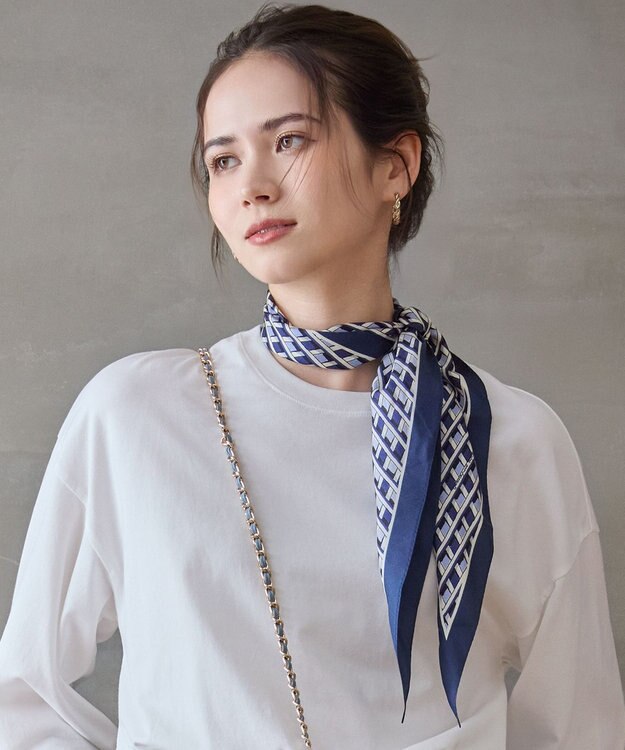 23区 Ratti コラージュプリント スカーフ ブループリント