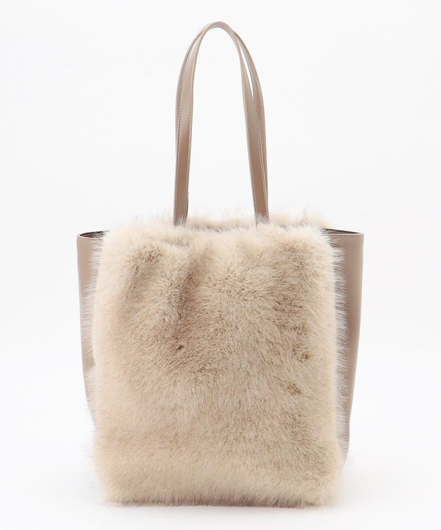 自由区 【カタログ掲載】ファーコンビ トートバッグ モカ×オフ