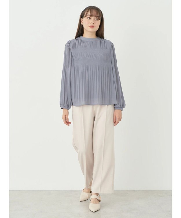 earth music&ecology マジョリカプリーツブラウス Sax