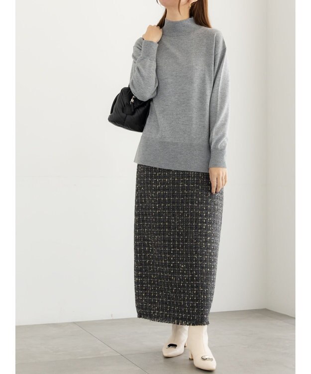 Te chichi ツィードロングナロースカート《2025winter catalog item》 チャコールグレー