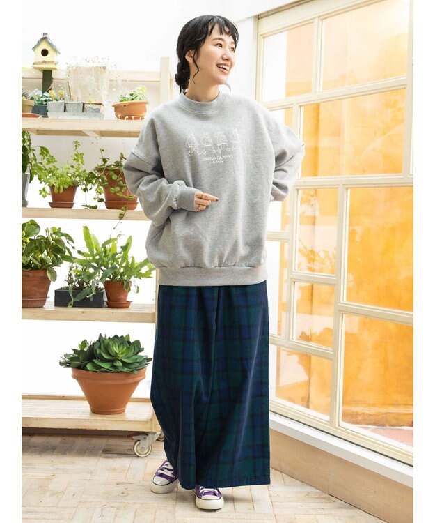 CRAFT STANDARD BOUTIQUE コーデュロイワイドイージーパンツ Check Navy