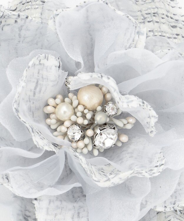 J.PRESS LADIES ツイード コサージュ ライトグレー系