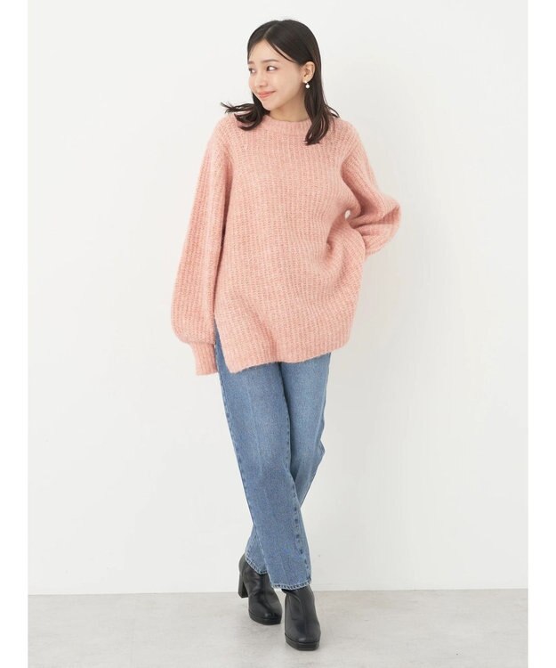 earth music&ecology フワフワＭＩＸヤーンチュニック Orange