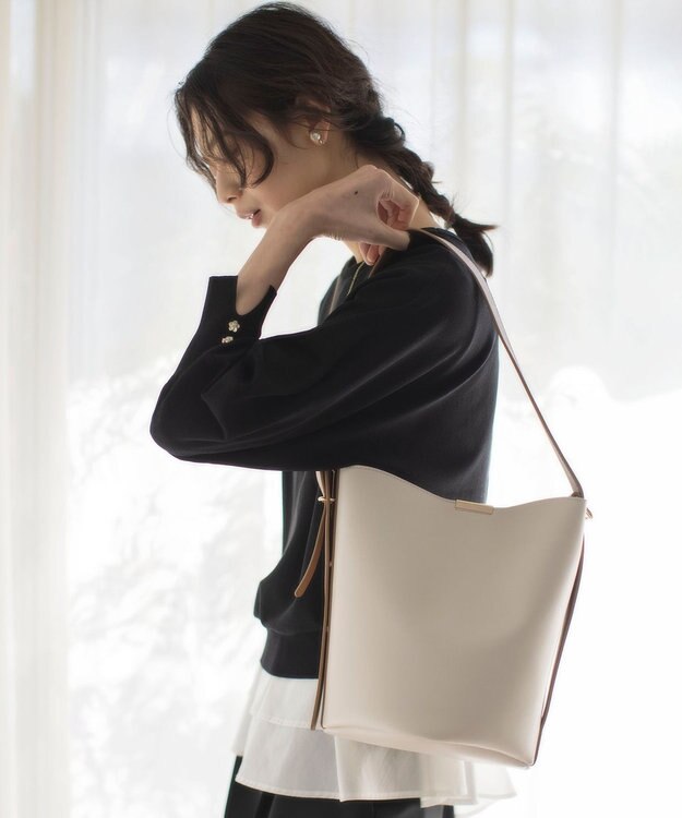 組曲 バケツ トートバッグ アイボリーキャメル系