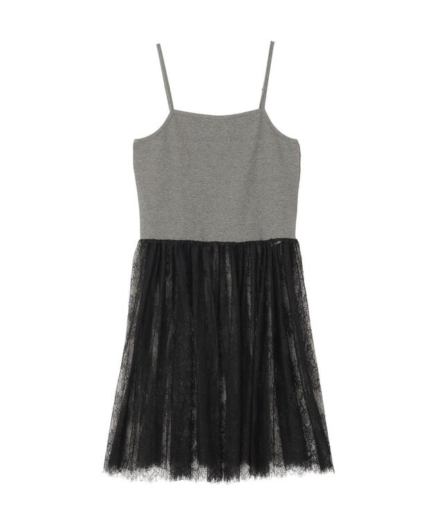 earth music&ecology チュールヘムキャミソール Dark Gray Mixture
