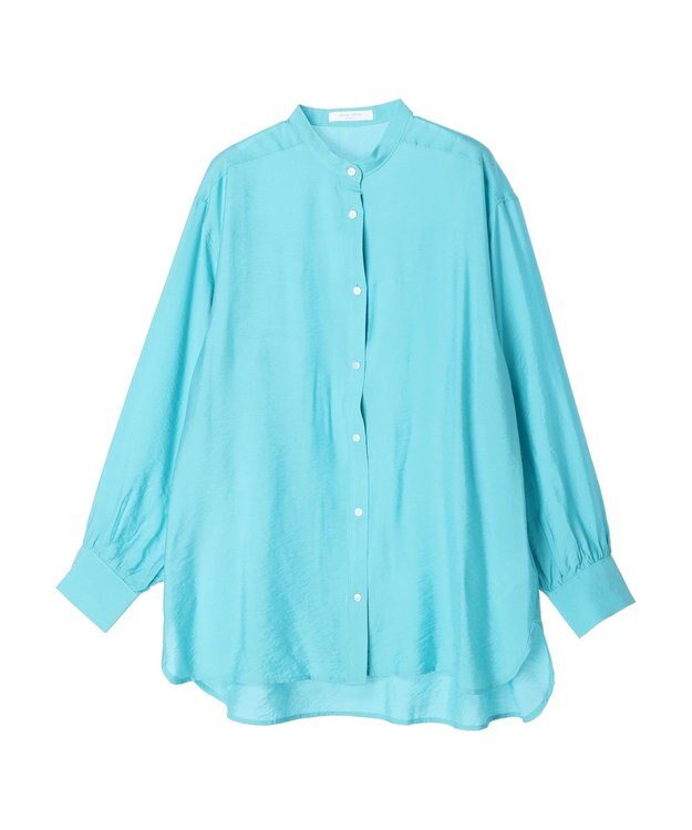 Green Parks バンドカラーシアーシャツ Blue Green