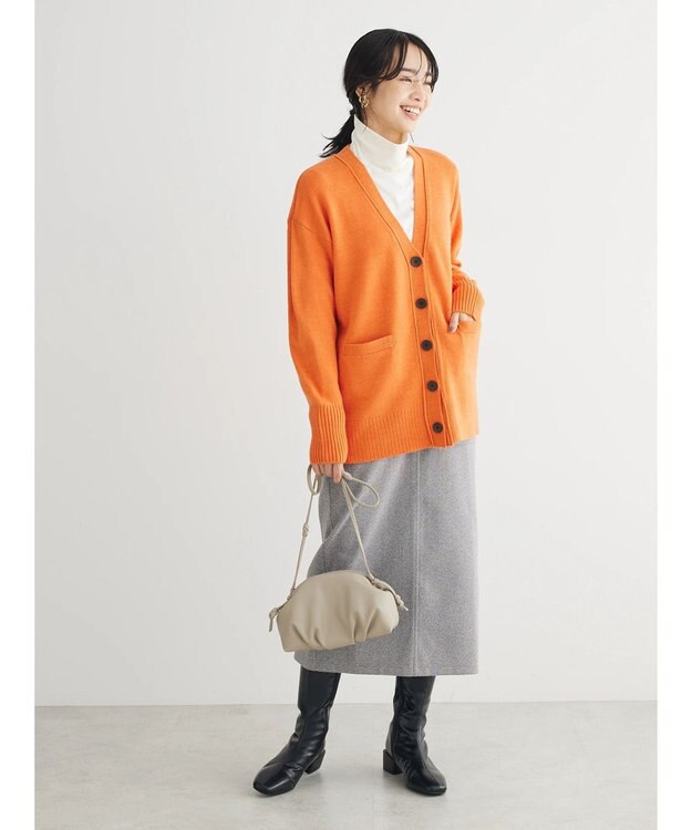 Green Parks 杢調Ｖネックカーディガン Orange