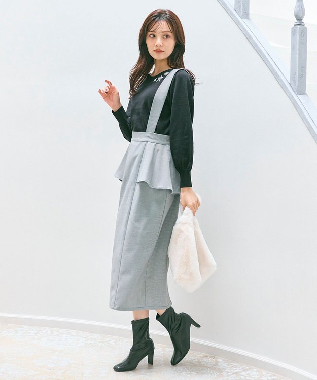 Feroux 【2WAY】サス付きペプラムデザイン スカート ホワイト系1