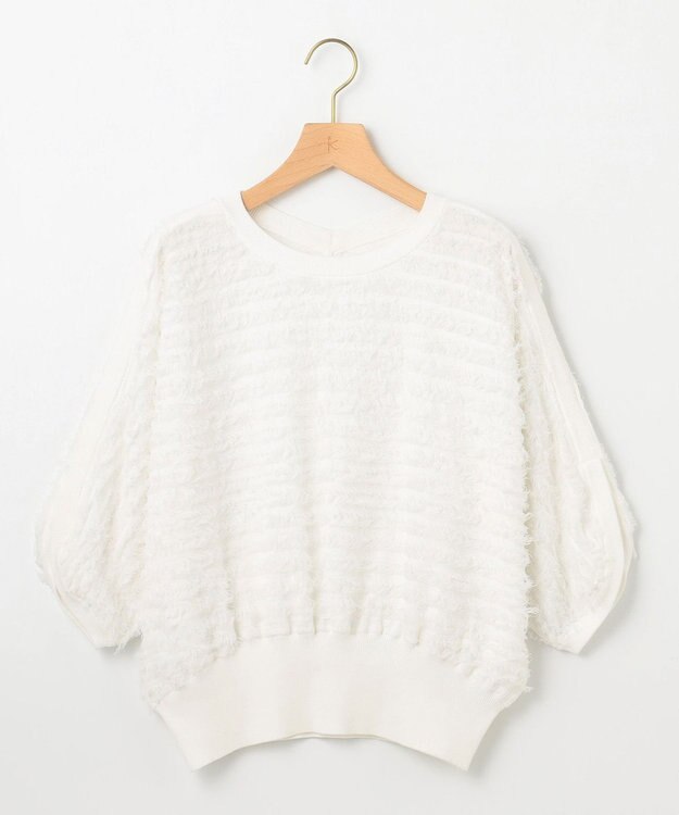 組曲 【WEB限定】カットジャガードドルマンスリーブ ニット アイボリー系
