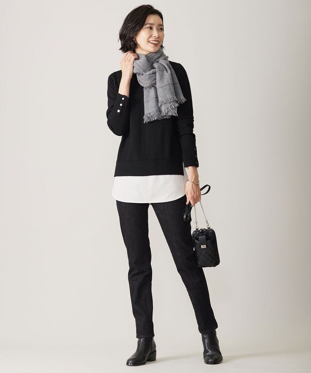 J.PRESS LADIES CLEAR LIGHT WOOL Vネック ニット ブラック系