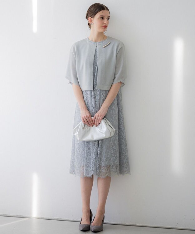 23区 L 【APPLAUDIR】グロッシーニット ボレロカーディガン シルバー系