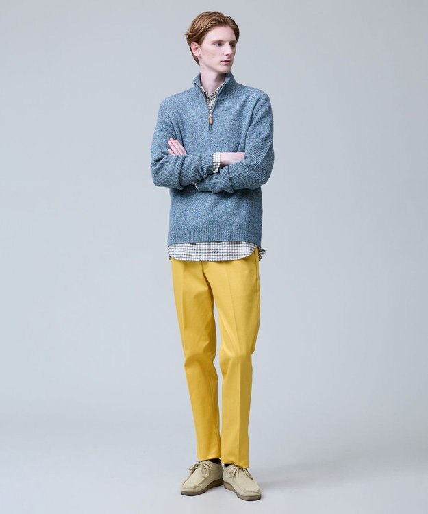 J.PRESS MEN 洗練されたシルエットと機能美【ストレッチ】トリコチン ステムテーパードパンツ イエロー系