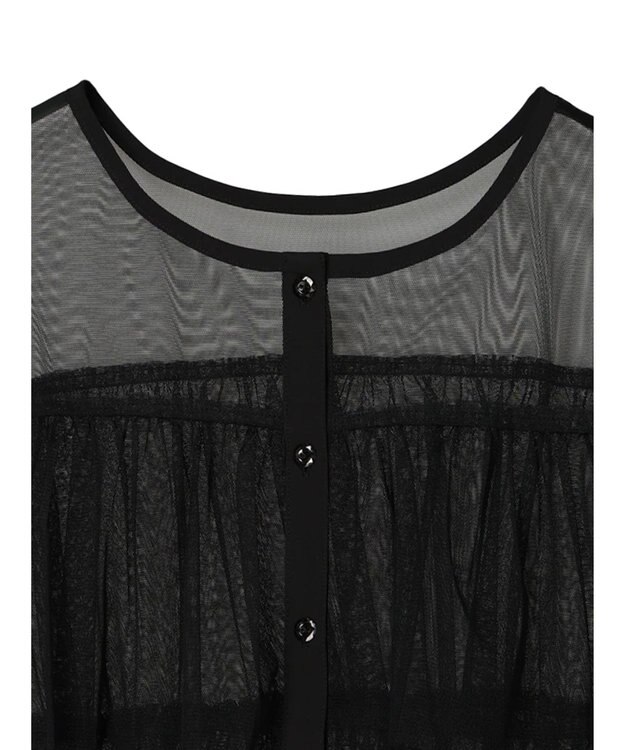 Green Parks ・ＳＵＧＡＲ　ＳＰＯＯＮ　チュールティアードブラウス Black