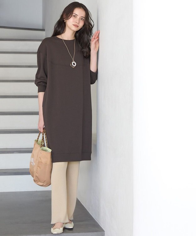 23区 L 【SLOW/一部店舗限定】ハイゲージテリー デザイン ワンピース ダークブラウン系