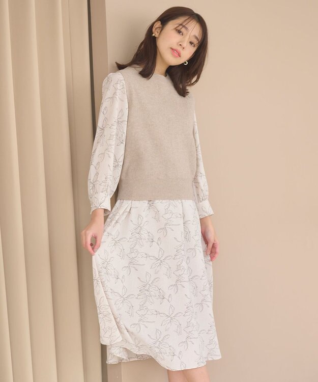 Feroux 【セットアイテム】ニットベストセット ワンピース ベージュ系2