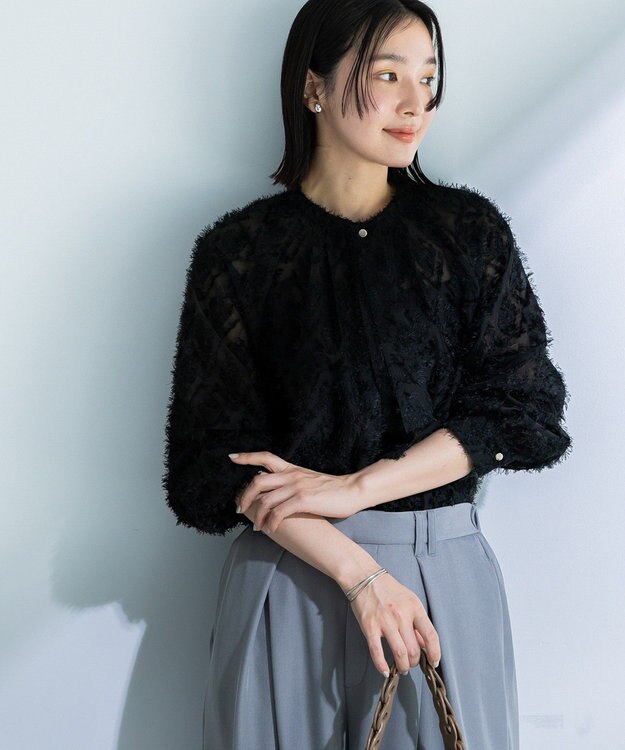 Green Parks Ｏ．フサフサ２ｗａｙボウタイブラウス Black