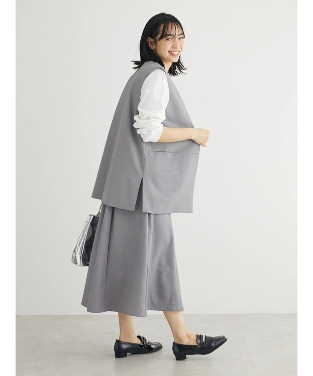 Green Parks きれいシルエット千鳥柄ジレ Hounds Tooth