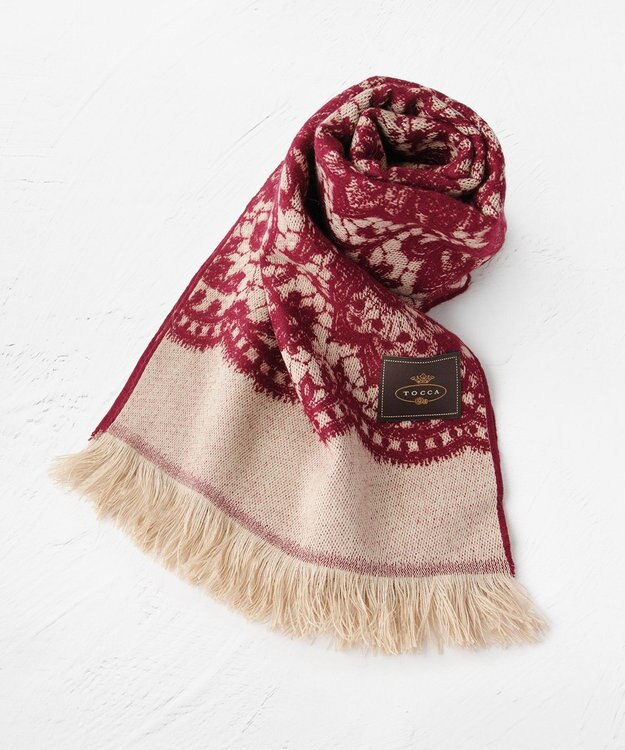 TOCCA 【フランス製】LACE JAQUARD STOLE ストール レッド系