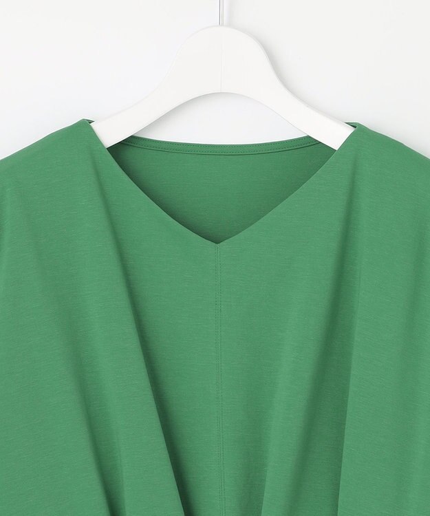 自由区 L 【放湿性/保湿性】イージートップス タックディテール カットソー グリーン系