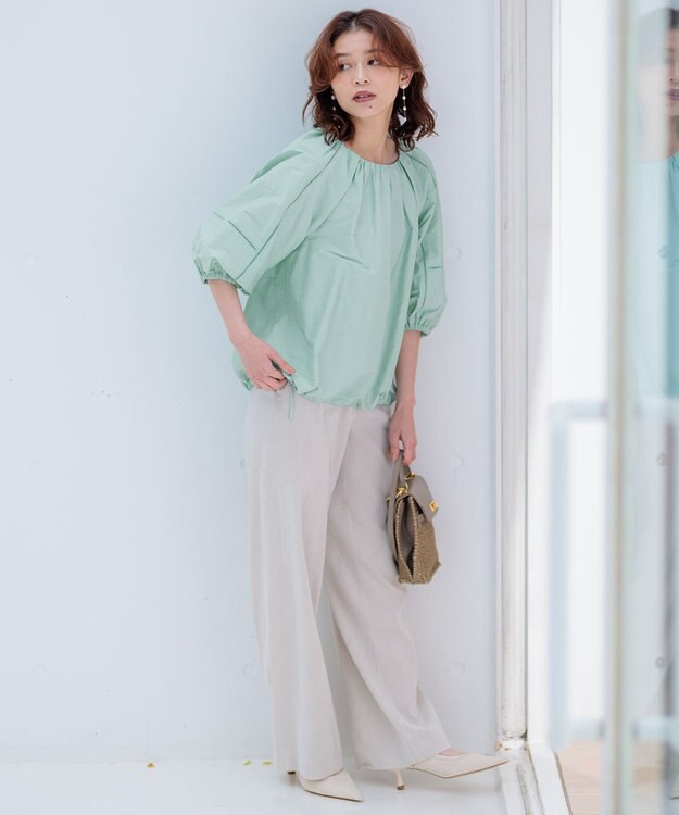 23区 【洗える】シャルマンエンブロイダリー ブラウス スモーキーグリーン系