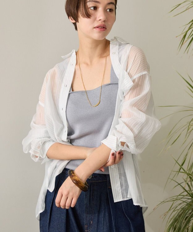 AMERICAN HOLIC シアーシャツ Stripe White