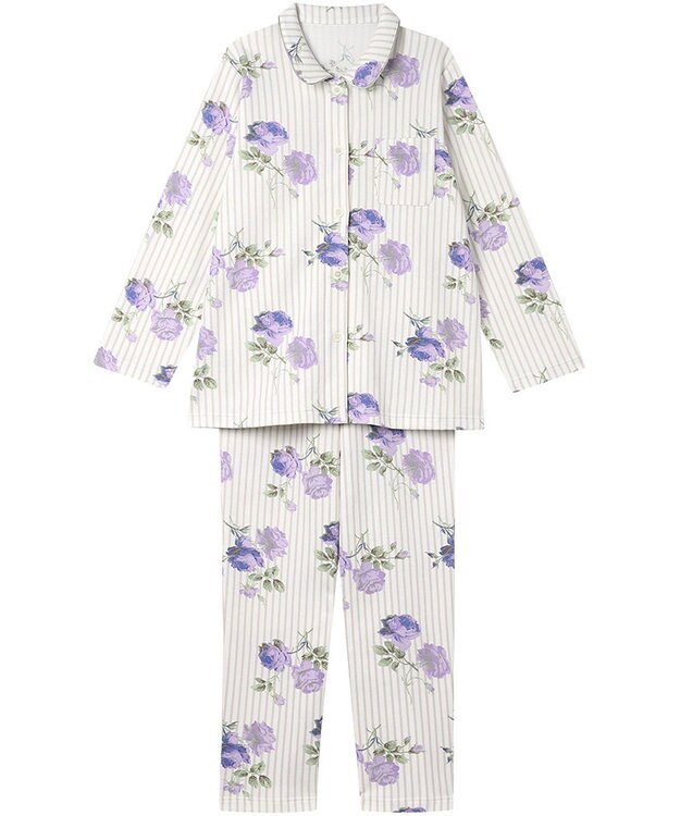 Wing パジャマ 綿100%(本体肌側) あったか 3Lまで対応 大きいサイズ 長袖 長ズボン 冬 レディース EP6023 ウイング／ワコール グレー